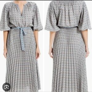 Floral Pleated Crepe Midi DressMAX STUDIO